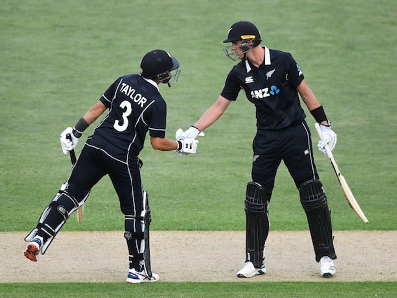 The partnership between Ross Taylor (L) and Kyle Jamieson (R) played a crucial role