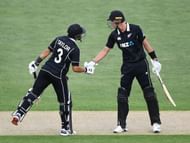 The partnership between Ross Taylor (L) and Kyle Jamieson (R) played a crucial role