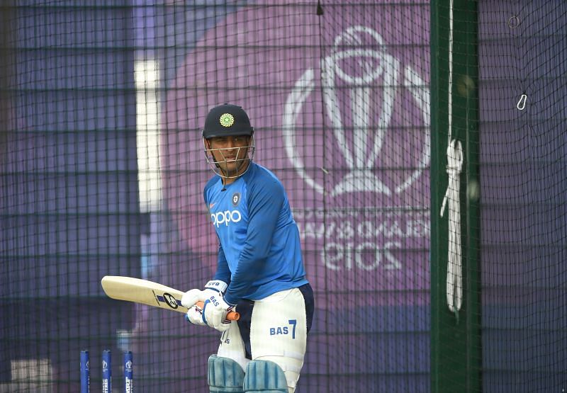 MS Dhoni during a net session