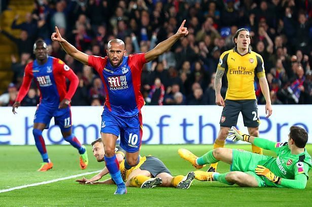 Andros Townsend after scoring a penalty in a 3-0 victory over Arsenal