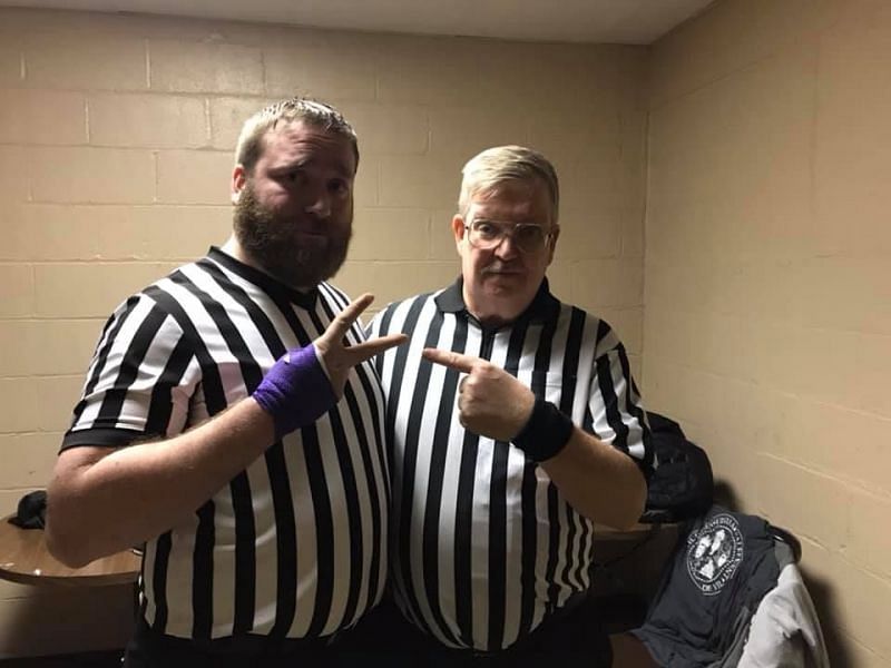 Ref Randy (right) with Damien Saint (left)