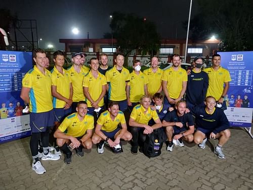 Australia Men's Hockey Team at the Biju Patnaik International Airport, Bhubaneswar