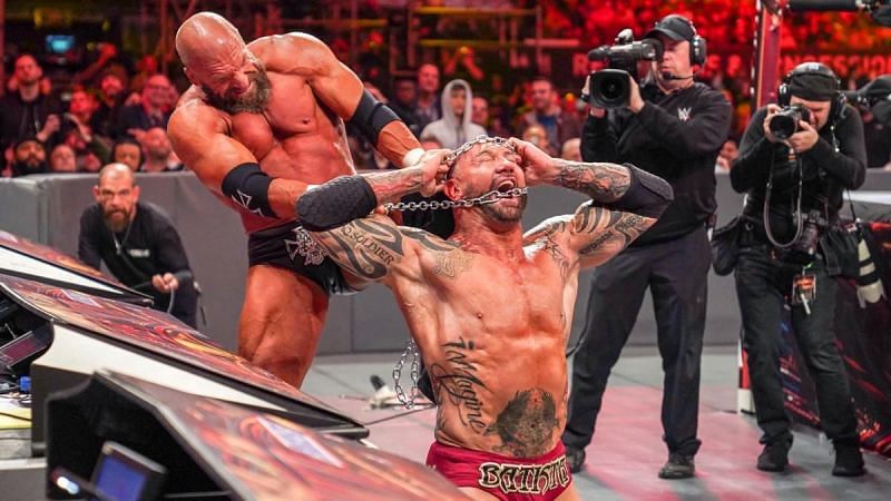 Batista took a lot of punishment in his retirement match at WrestleMania 35