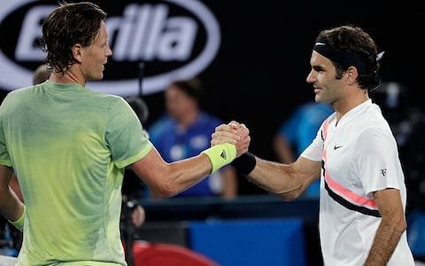 Berdych (left) and Federer met for the last time in the 2018 Australian Open quarterfinals