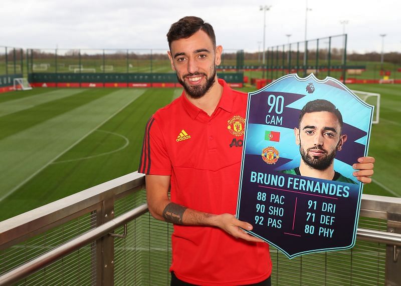 Bruno Fernandes is presented with the Premier League Player of the Month for February