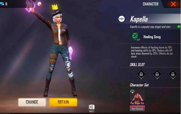 Free Fire Ob21 Update New Kapella Character Kill Secured