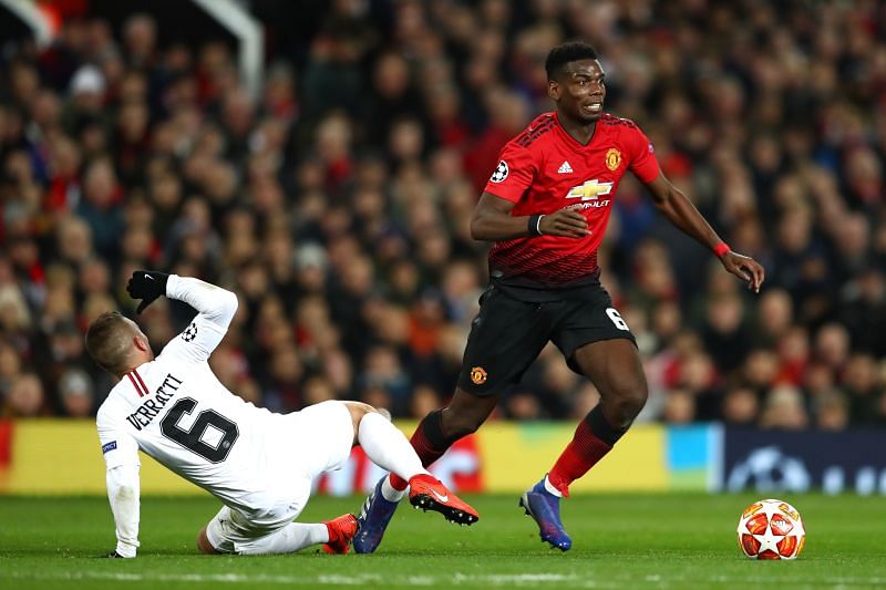 Pogba in action against Paris Saint-Germain in the UEFA Champions League