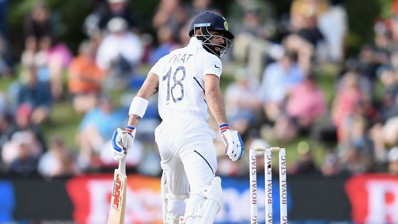 Virat Kohli in action against New Zealand in the first Test in Wellington