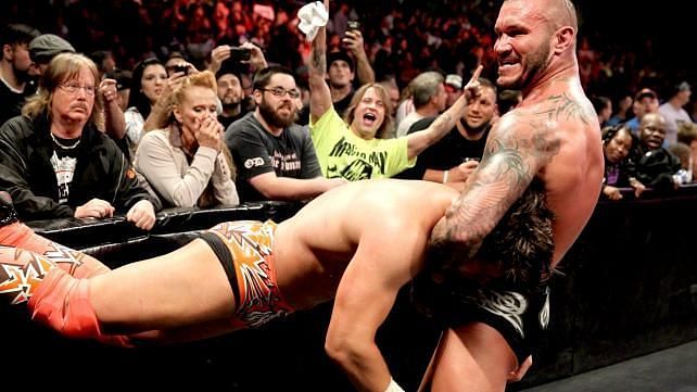 Randy Orton attacking The Miz