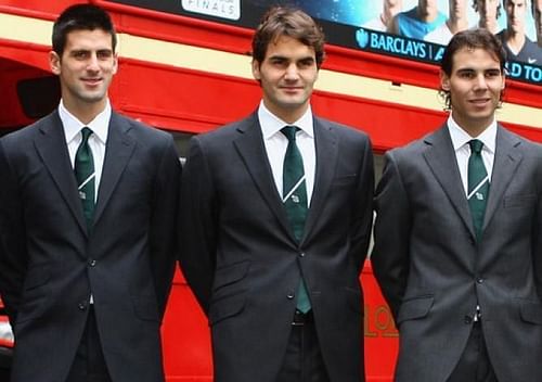 Novak Djokovic, Roger Federer, Rafael and Nadal (from left to right)