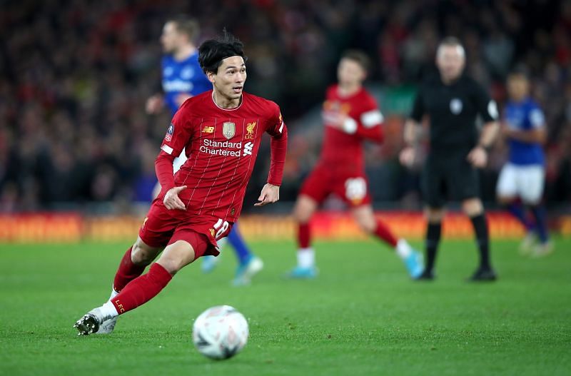 Liverpool&#039;s new signing Minamino against Everton in the Premier League