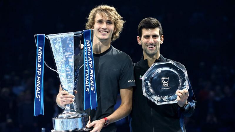 Alexander Zverev (right) beats Djokovic in the final of the 2018 ATP Finals.