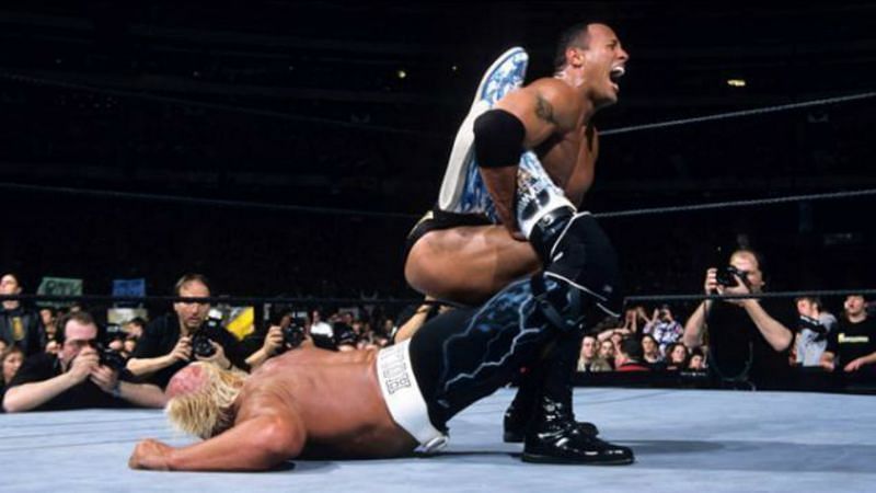 The Rock and Hulk Hogan electrified the stadium crowd like few matches before or since.