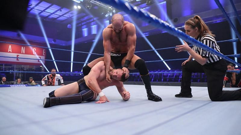 Cesaro wrestling with Daniel Bryan