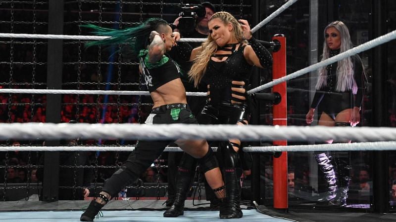 Ruby Riott and Natalya started the Elimination Chamber match