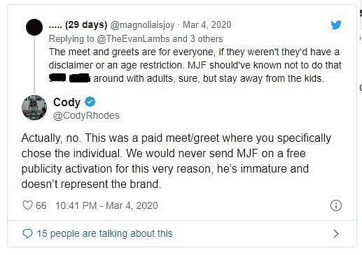 Cody&#039;s response to the fan