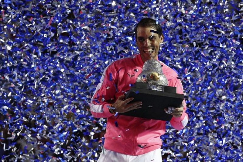 Nadal celebrates his third Acapulco title.