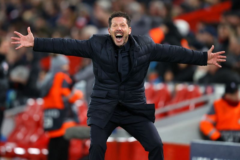 Atletico Madrid&#039;s manager Diego Simeone is overcome with joy