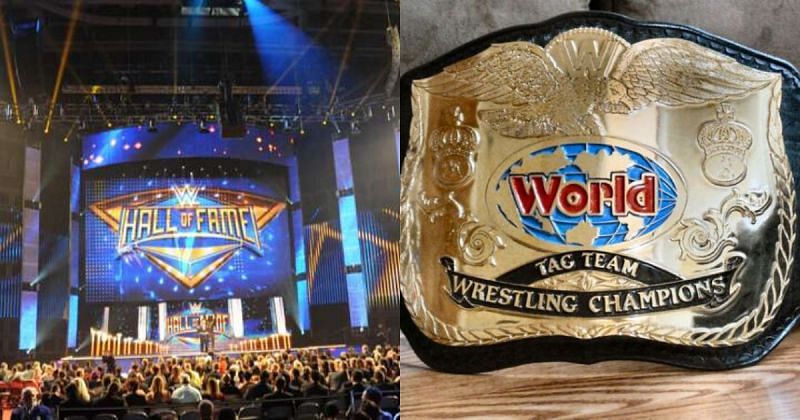 WWE Hall of Fame ceremony/ WWF Tag Team Championship belt