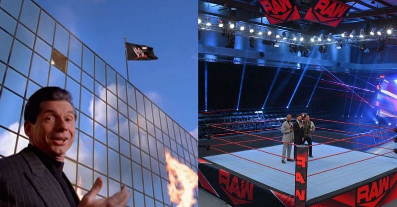 Vince McMahon at the Titan Towers, WWE&#039;s headquarters; RAW held at the Performance Center