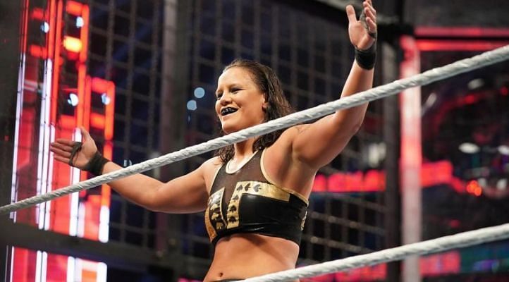 Shayna Baszler celebrating her dominant victory in the Elimination Chamber Match.