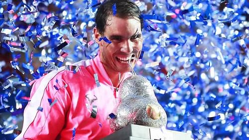 Rafael Nadal rejoices after winning his 3rd Acapulco title