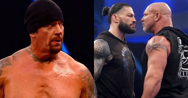 The Undertaker, Roman Reigns and Goldberg.