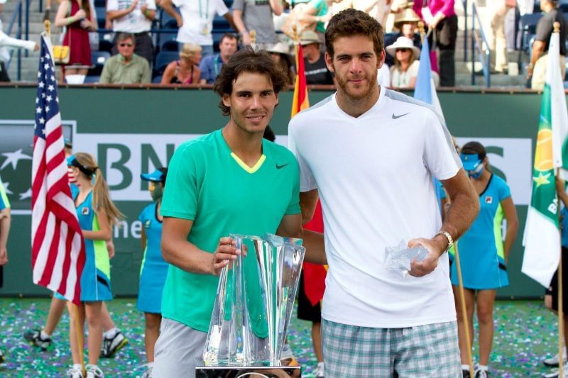 Nadal lifts his 3rd Indian Wells title in 2013.