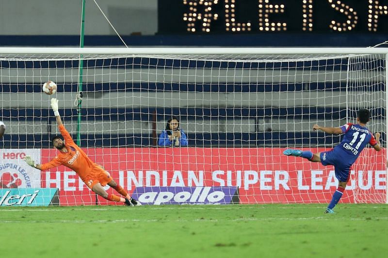 Sunil Chhetri scores against Odisha FC in their ISL clash