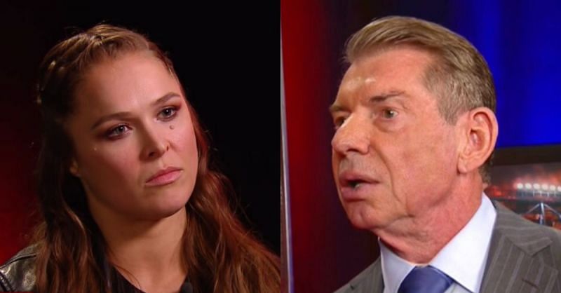 Ronda Rousey and Vince McMahon.