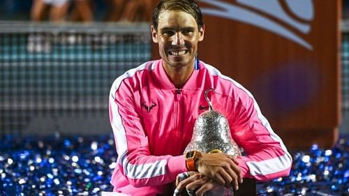 Rafael Nadal celebrates his third title triumph in Acapulco in 2020