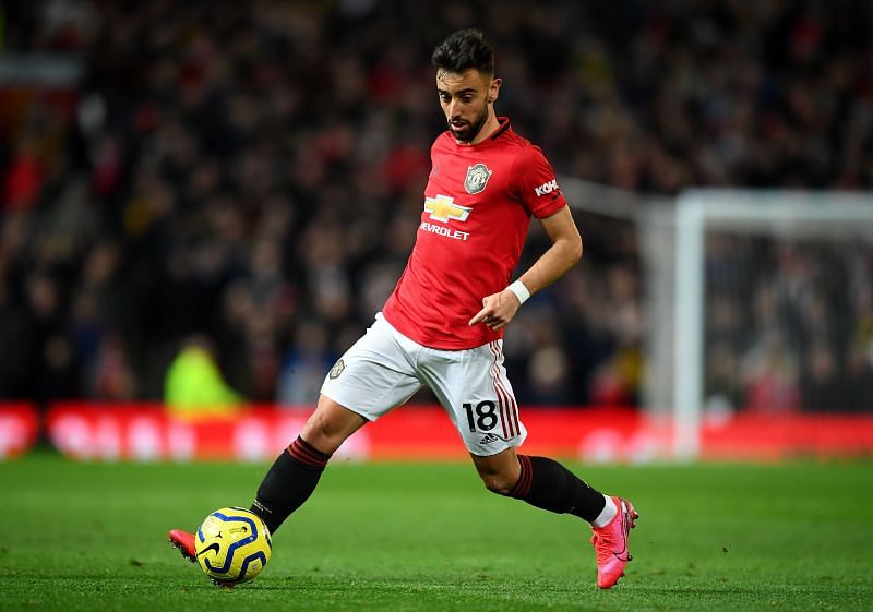 Manchester United&#039;s Bruno Fernandes againsts Wolverhampton Wanderers 