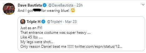 Batista responds to Triple H's tweet