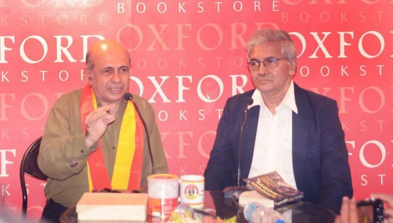 Novy Kapadia (L) at the launch of his book