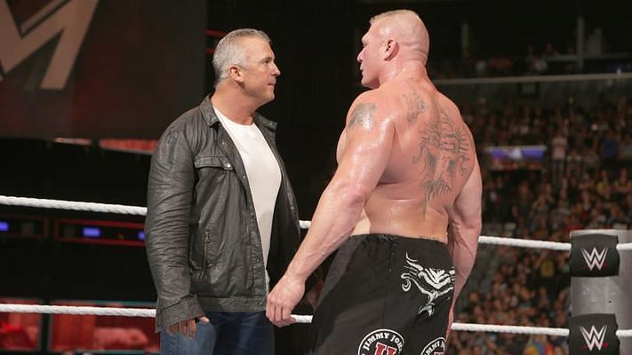 Shane McMahon had a heated conversation with Brock Lesnar at WM 34