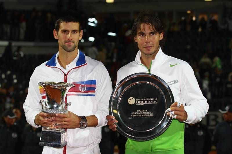 jokovic beats Nadal in the 2011 Rome Masters final.