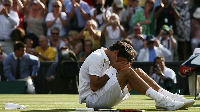 The moment Federer secured his fifth Wimbledon