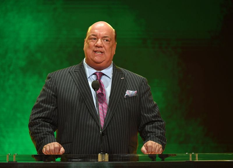 Paul Heyman delivering a promo during a live event