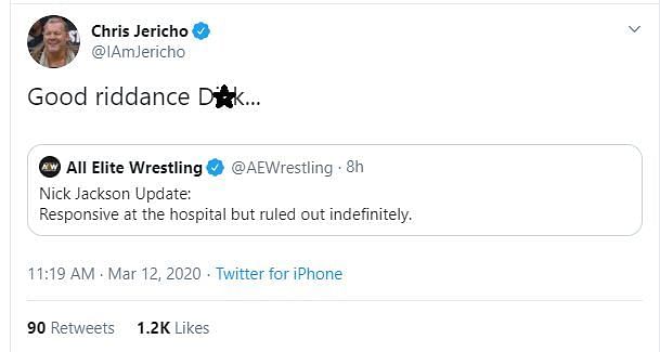 Le Champion taking shots at the fallen (Pic Source: AEW / Chris Jericho Twitter)