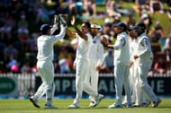 Zaheer Khan celebrates with teammates