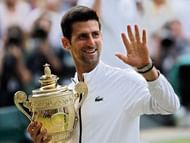 Djokovic with the Wimbeldon trophy