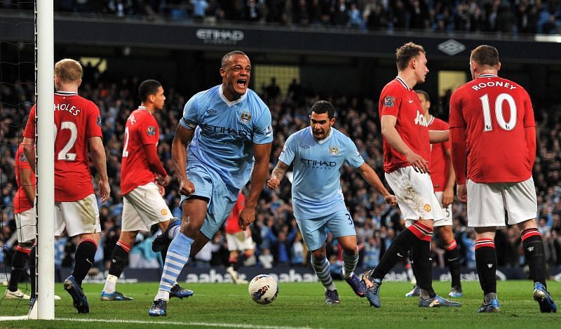 Vincent Kompany&#039;s header eventually won Manchester City their first Premier League title