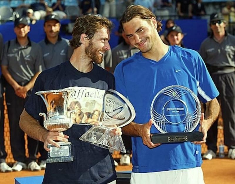 Felix Mantilla lifts the 2003 Rome Masters title.