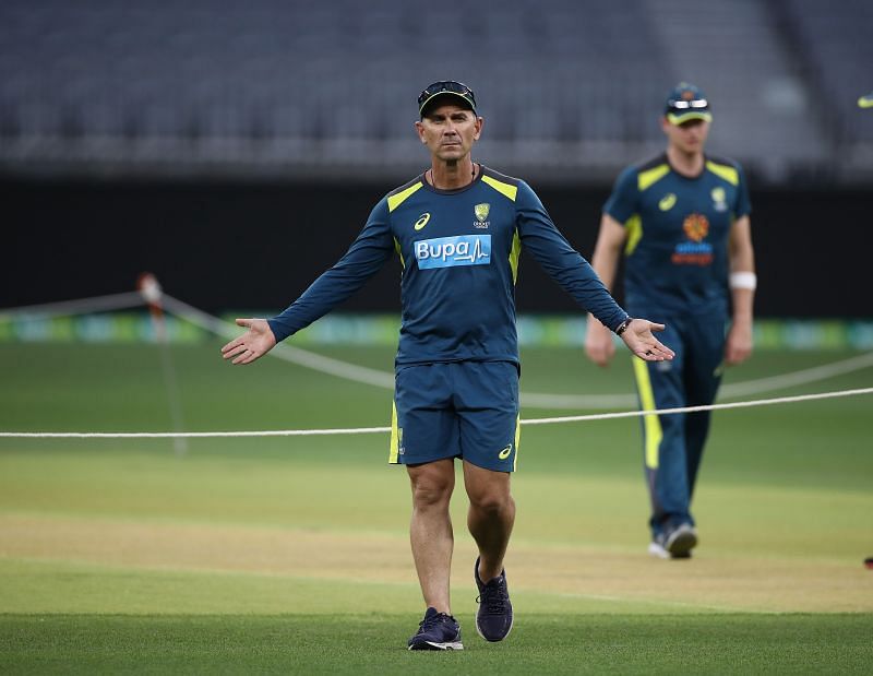 Justin Langer at a training session