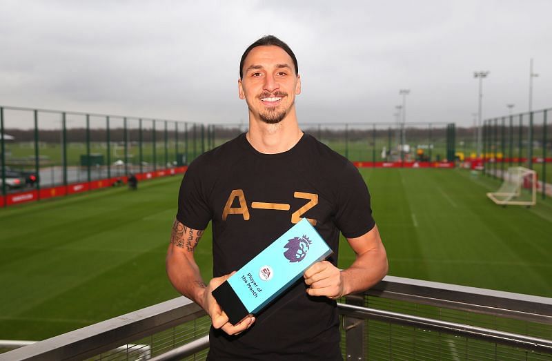 Ibrahimovic with the Premier League Player of the Month award