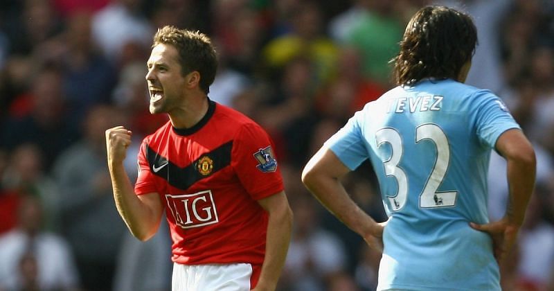 Michael Owen celebrating the last-minute winner in the pulsating 4-3 win over City in 2009