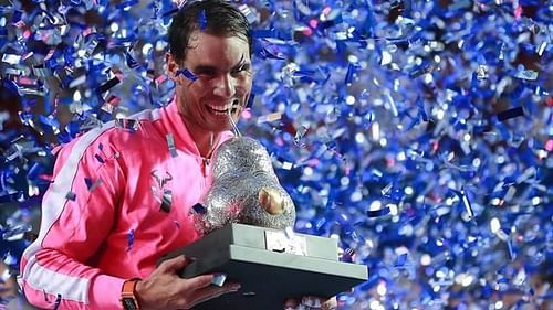 Rafael Nadal celebrates his third Acapulco title