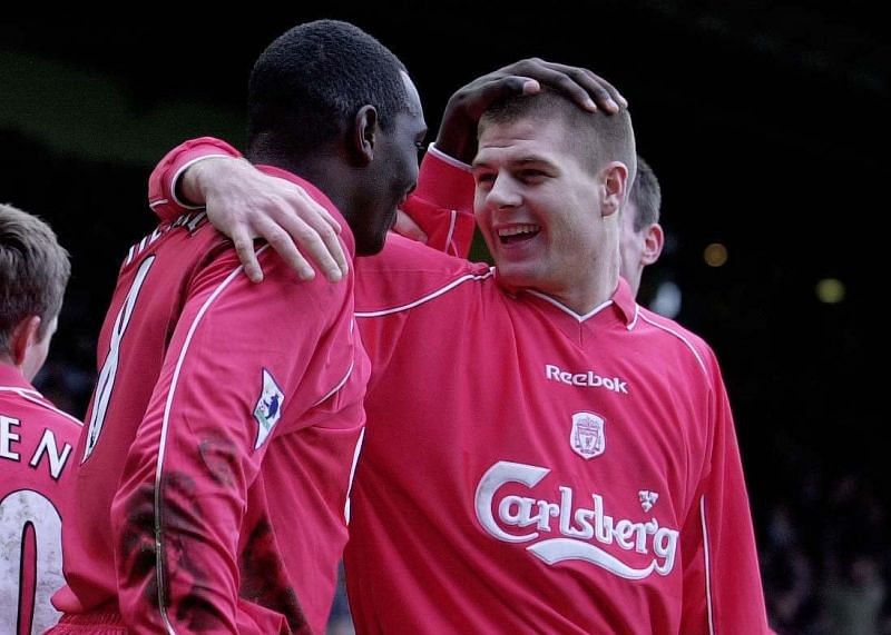 Emile Heskey with Steven Gerrard 