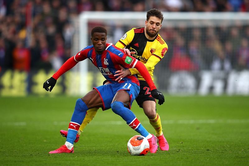 Wilfried Zaha playing against Watford FC in the Premier League