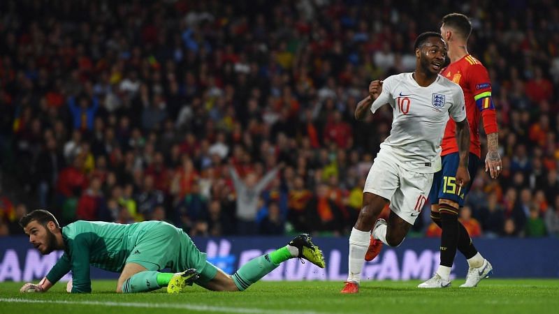 Raheem Sterling scored a memorable goal as England won in Spain in 2018 for the first time in 31 years